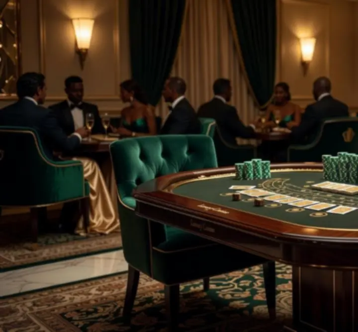 Diskretna večernja casino atmosfera s koktelima