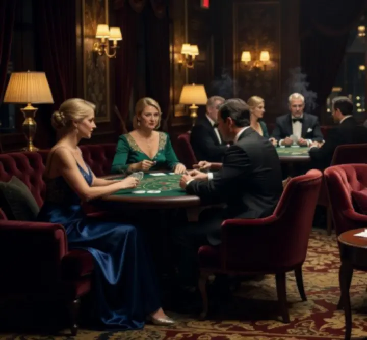 Ekskluzivan casino salon s večernjom atmosferom i stolnim igrama za odrasle goste hotela