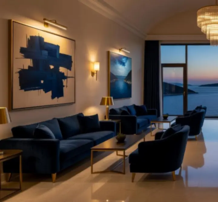Luksuzni interijer hotela Vegas View Hotels u večernjem ambijentu